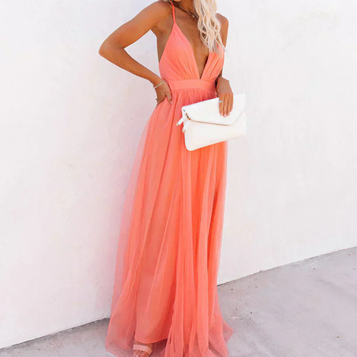 Halverston | Coral Light Maxi Dress