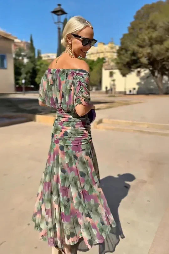 Florendra | Long Floral V Neck Dress