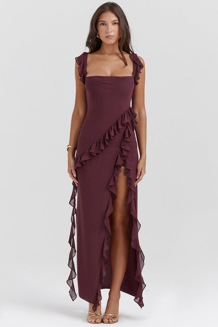 Amira Long Dress – Dark Plum